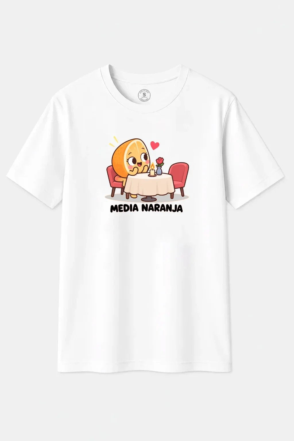 Camiseta Media Naranja Esperando – Humor Romántico y Juego de Palabras Divertido