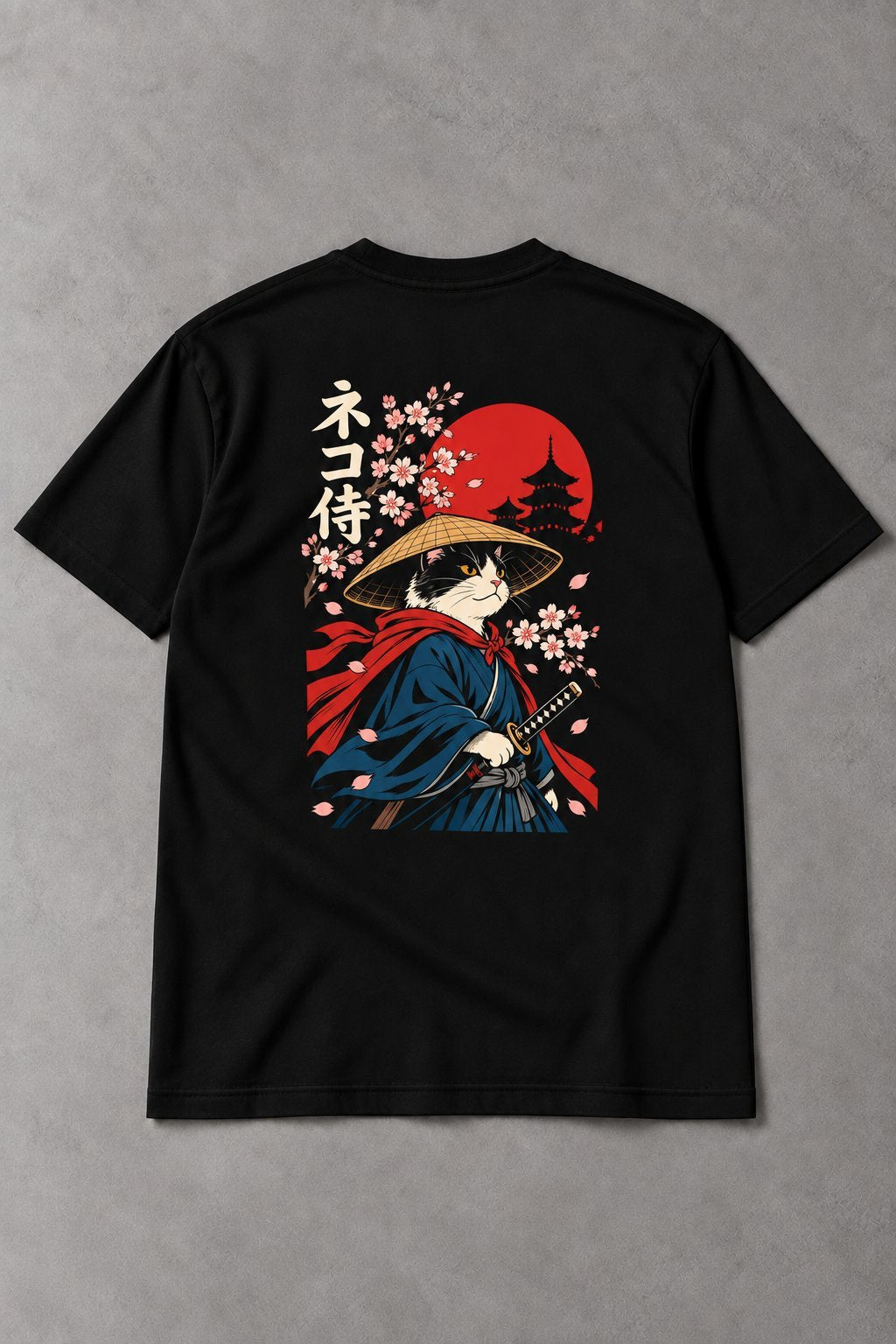 Camiseta Neko Samurai – El Guardián del Sakura