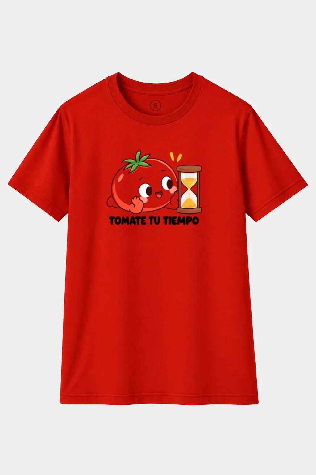 Camiseta Tómate Tu Tiempo – Diseño Divertido con Tomate y Reloj de Arena