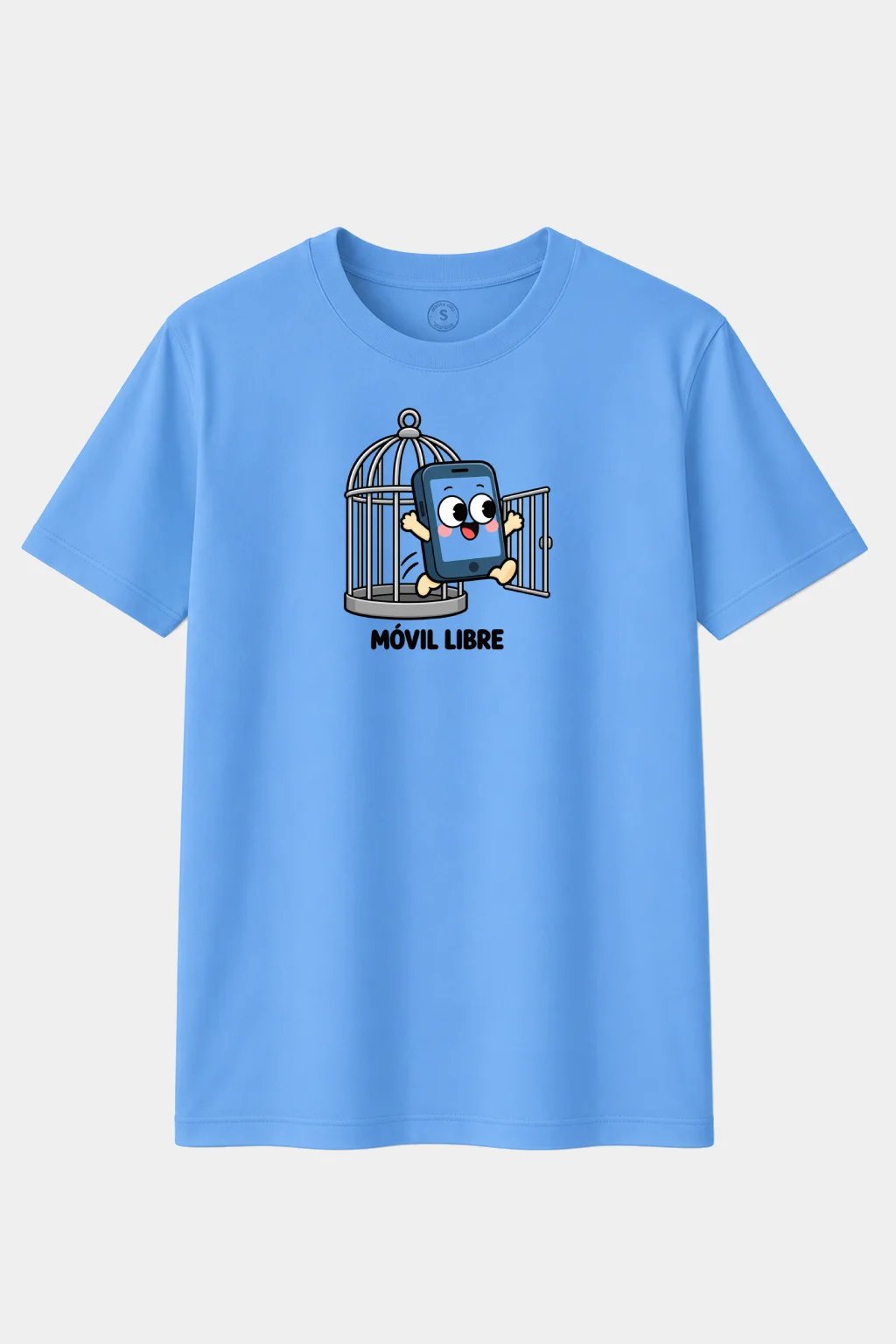 Camiseta Móvil Libre – Diseño Divertido con Smartphone Escapando