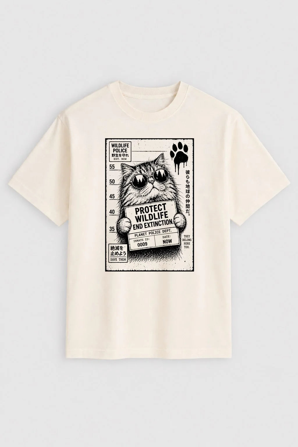 Camiseta Wildlife Police – Protect Wildlife, End Extinction - Persian Cat