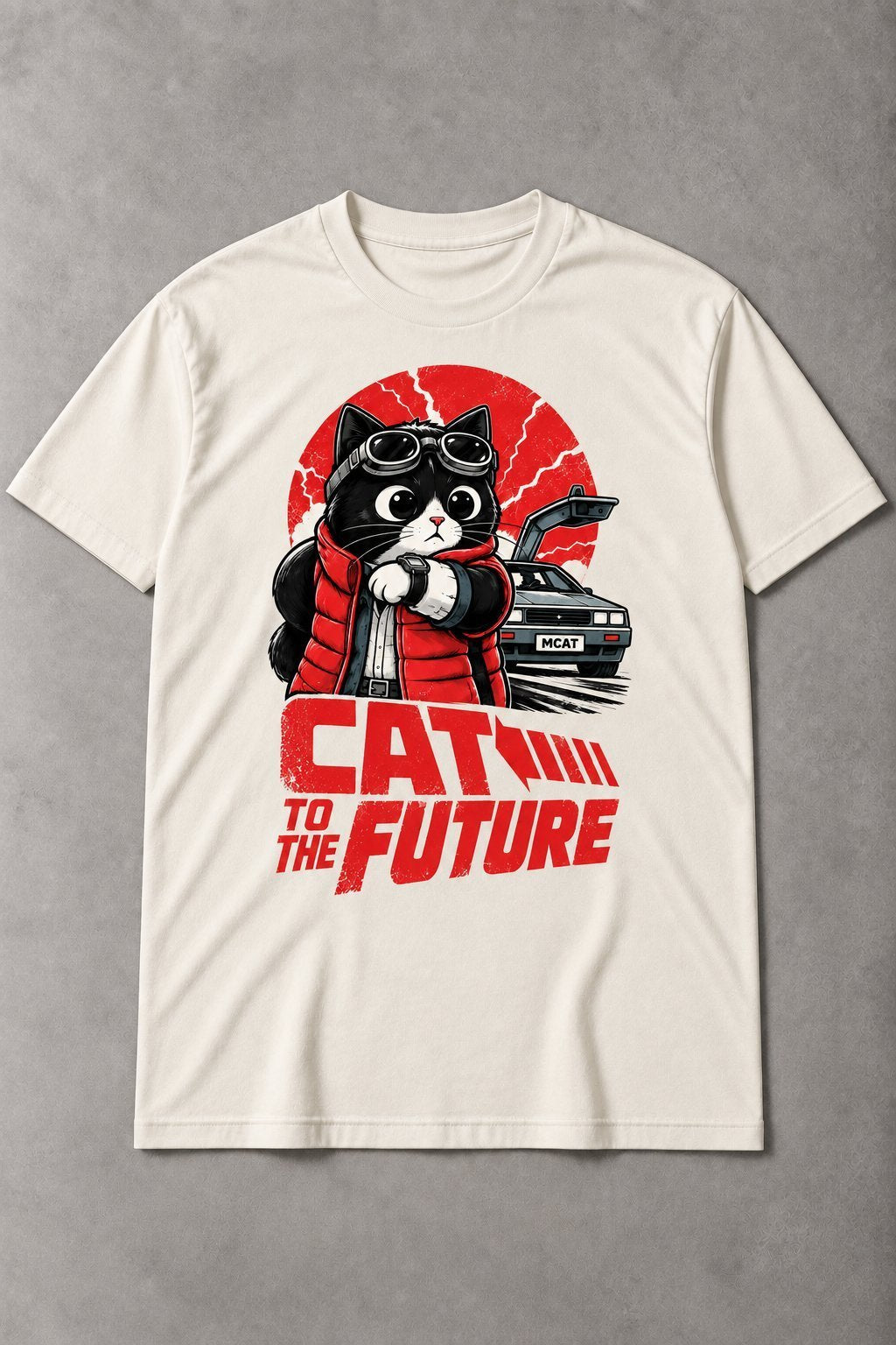 Camiseta Gato Cat to the Future – Camiseta de Gato Divertida y Retro