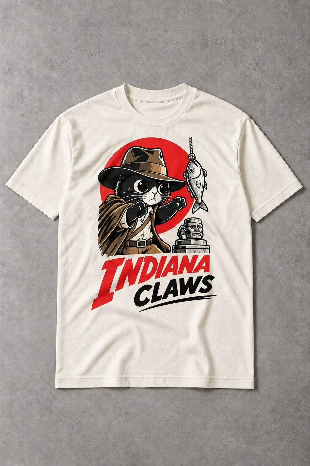 Camiseta de Gatos Indiana Claws – Gato Aventurero Retro