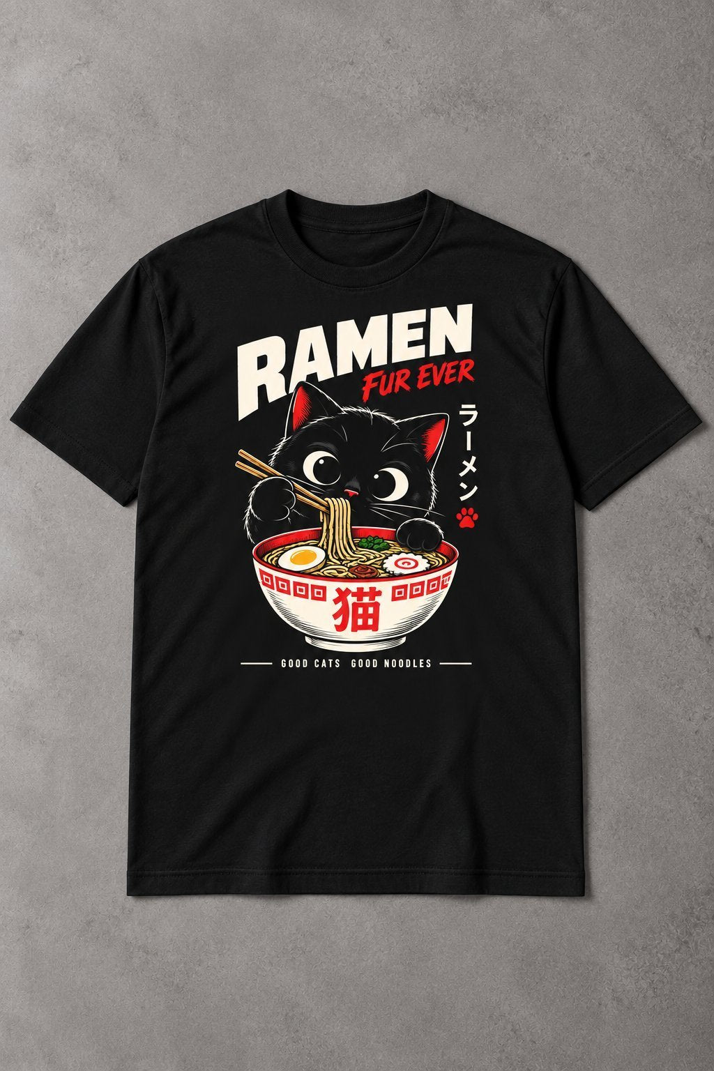 Camiseta de Gatos Ramen Fur Ever – Gato Japonés Divertido