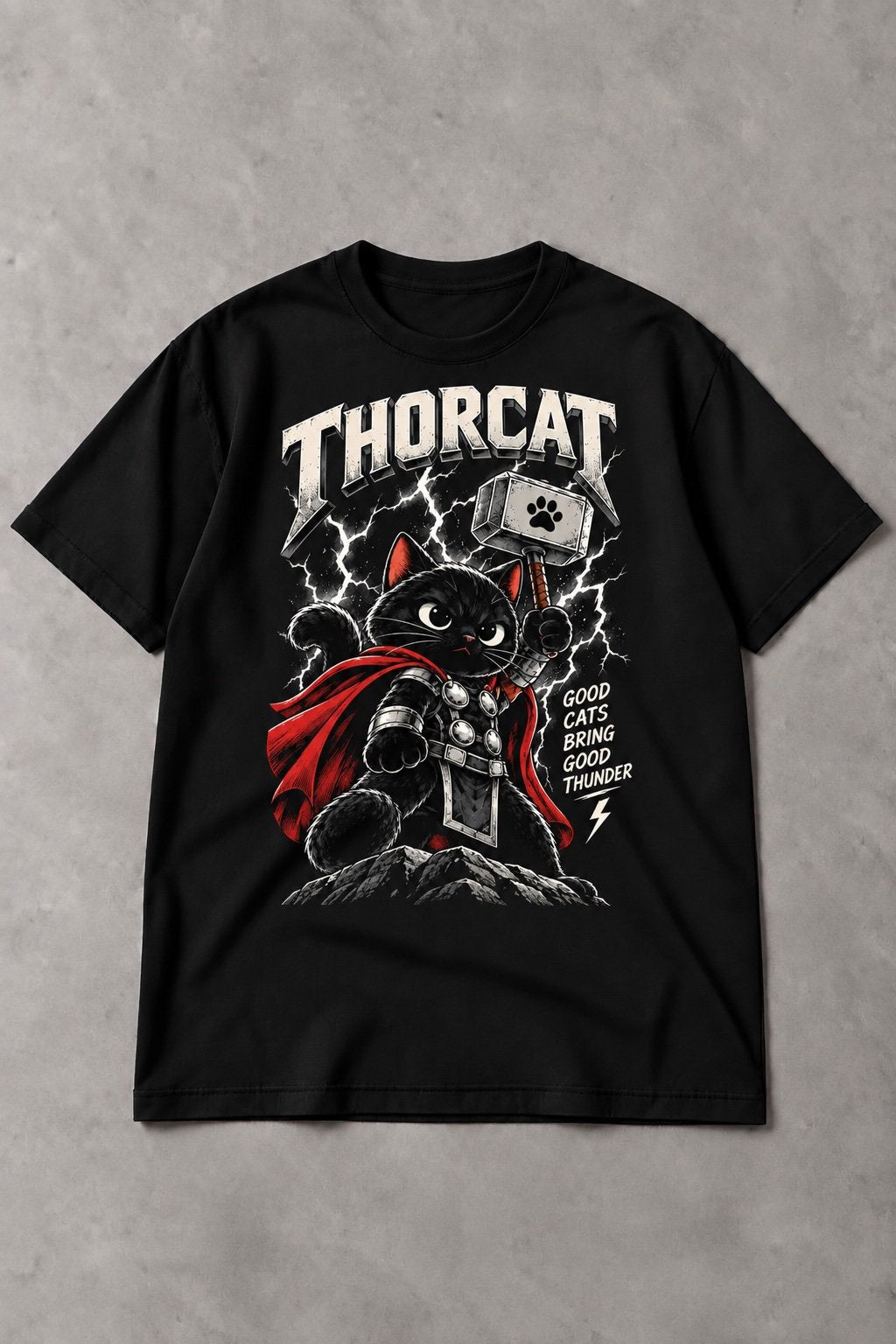 Camiseta de Gato Thorcat – Good Cats Bring Good Thunder