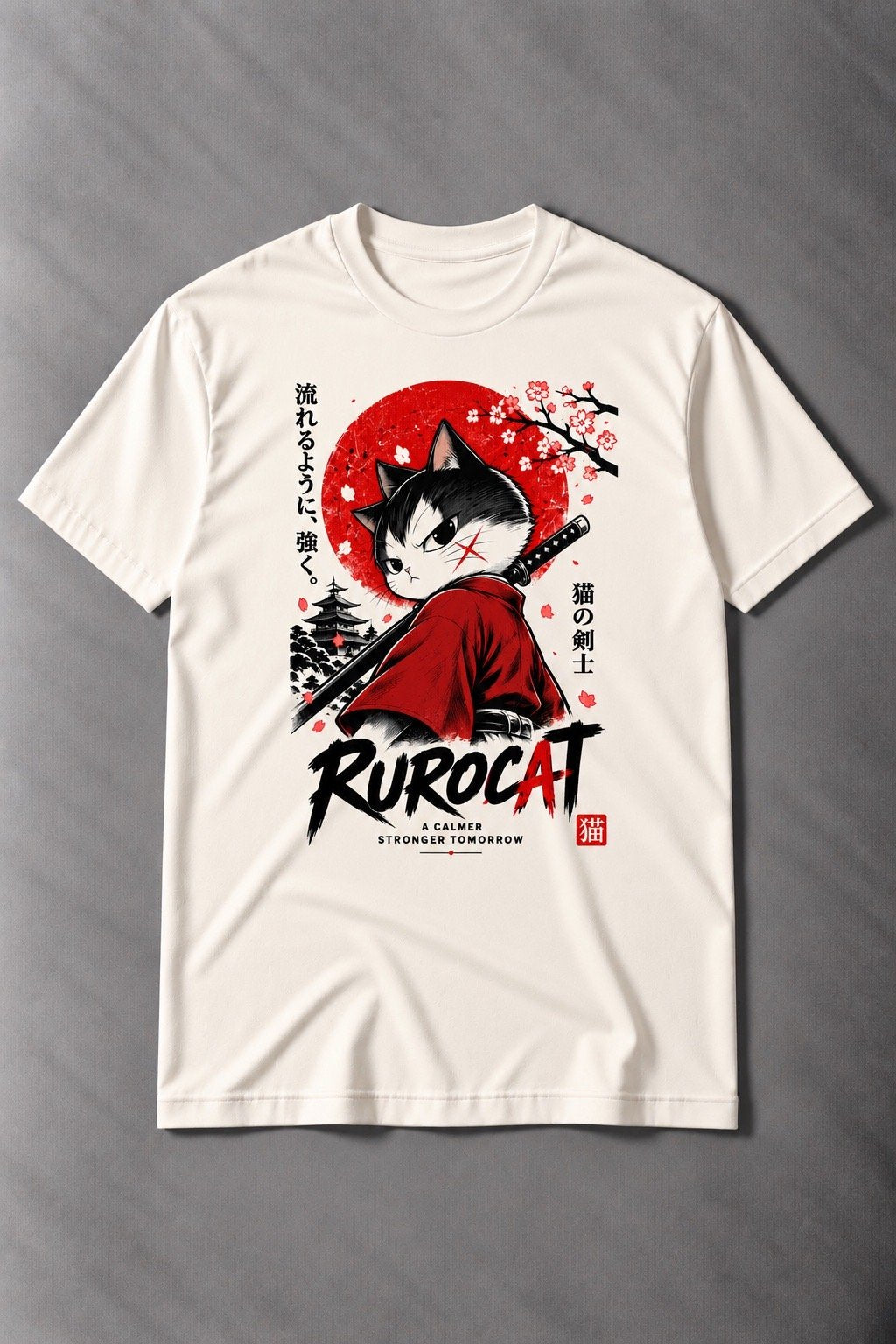 Camiseta de Gato Samurái Rurocat – Espíritu Felino Japonés