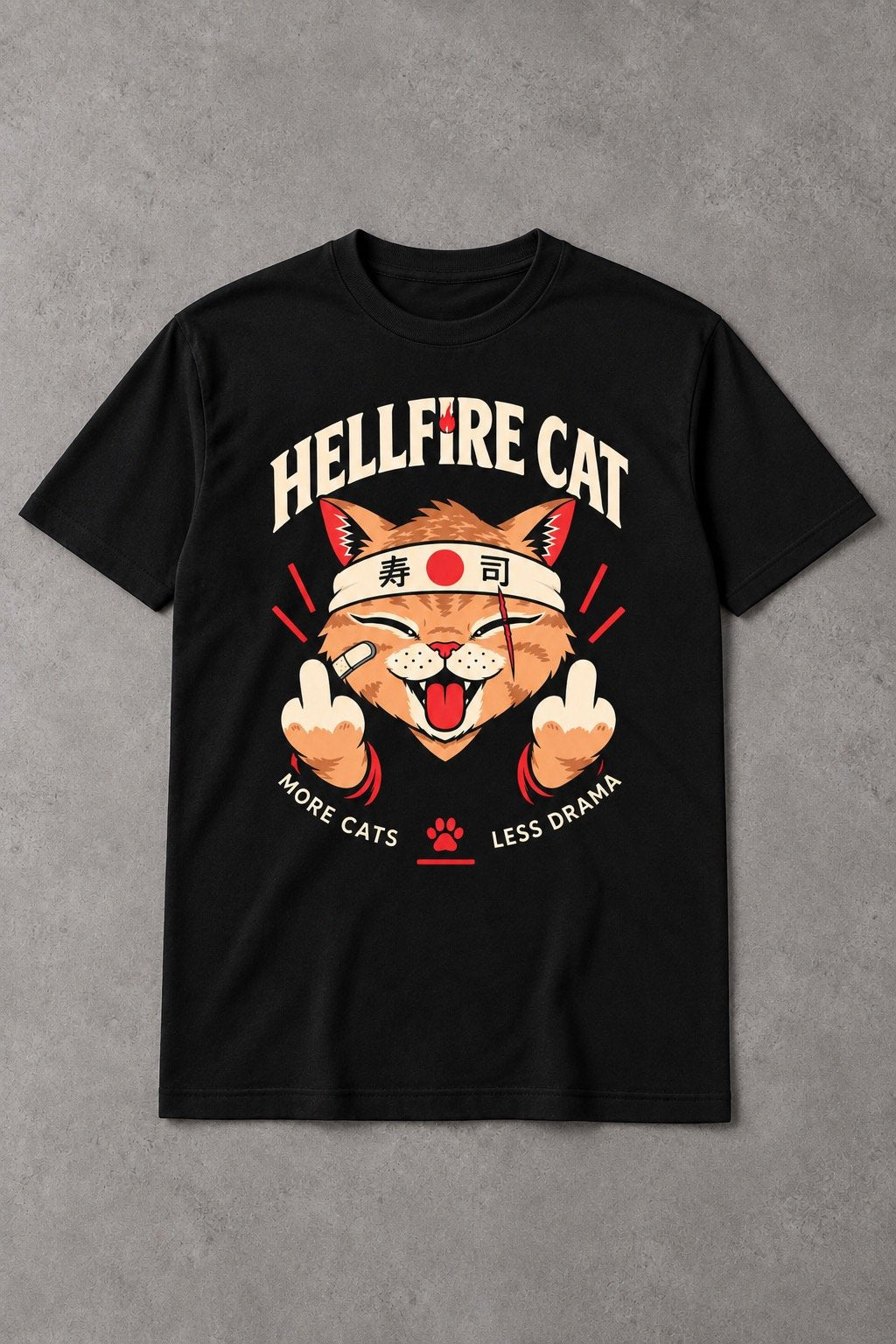 Camiseta de Gato Hellfire Rebel – More Cats Less Drama