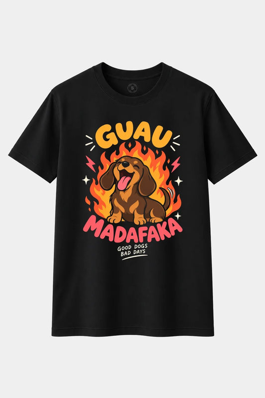 Camiseta Guau Madafaka en Llamas