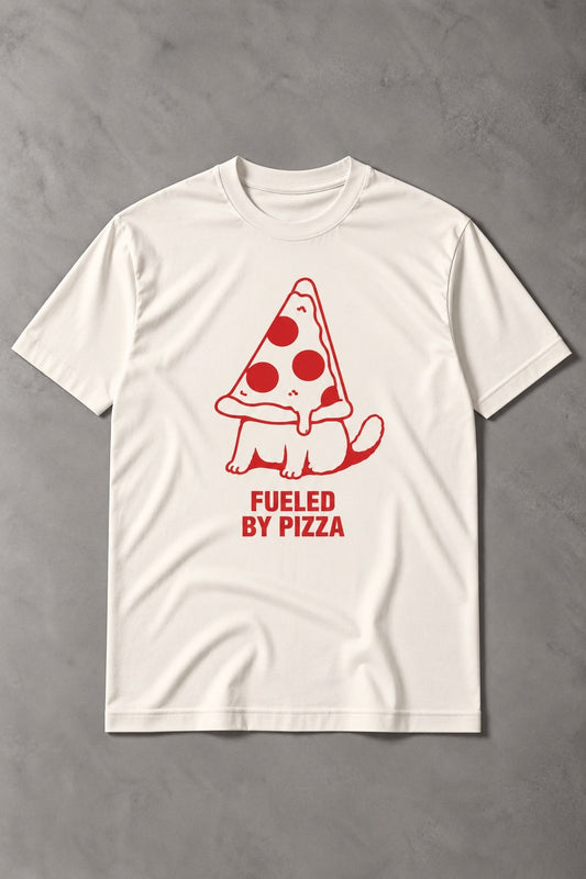 Camiseta de Gato Fueled by Pizza