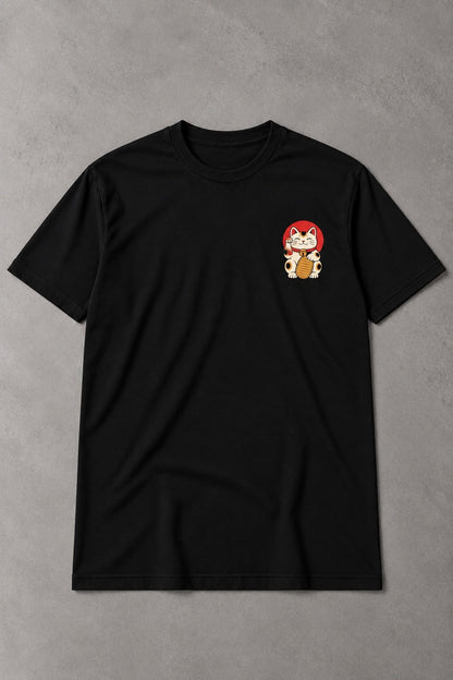 Maneki Neko Sakura – Camiseta de Gato Japonés de la Suerte