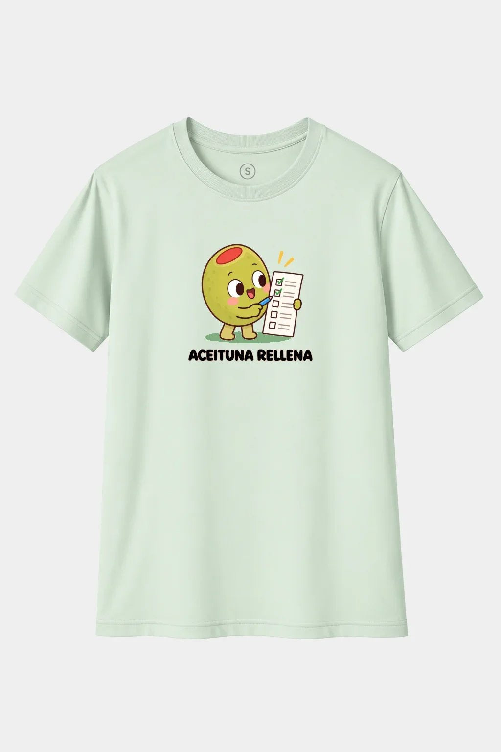 Camiseta Aceituna Rellena de Tareas – Humor, Trabajo y Juego de Palabras Divertido