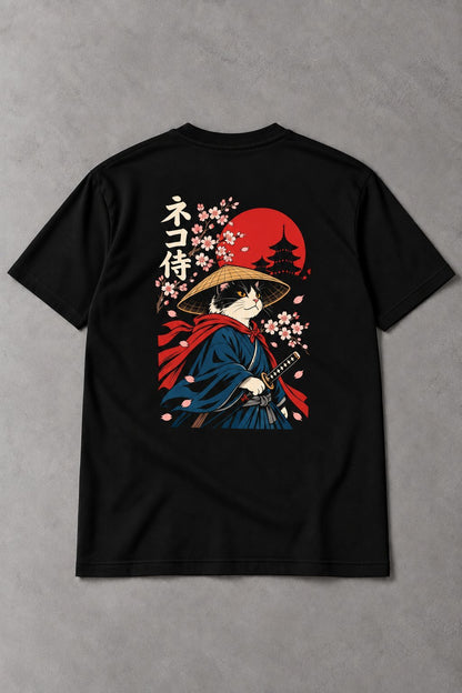 Camiseta Neko Samurai – El Guardián del Sakura