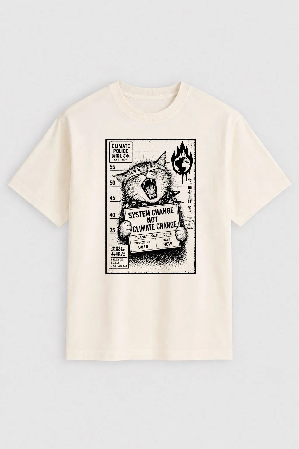 Camiseta Climate Police – System Change, Not Climate Change - Punk Cat