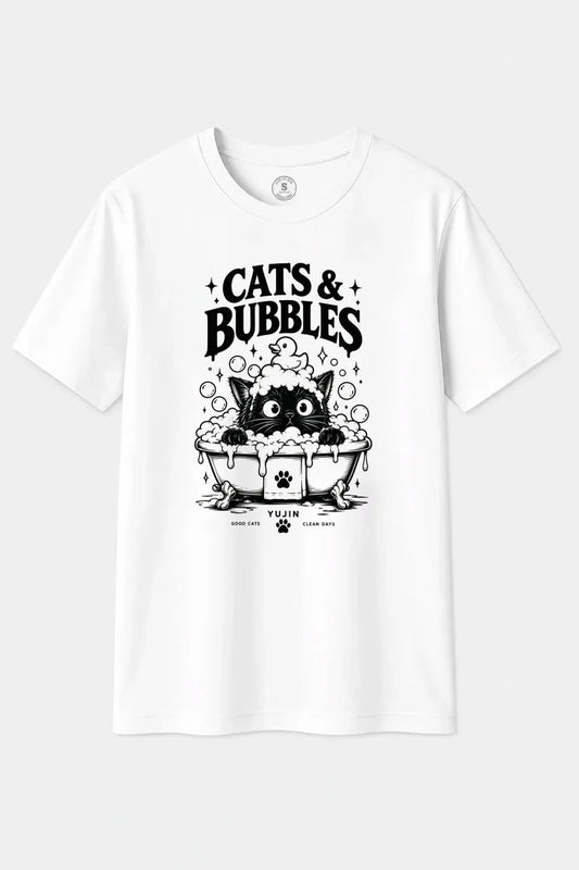 Camiseta Cats & Bubbles – Gato en Modo Spa