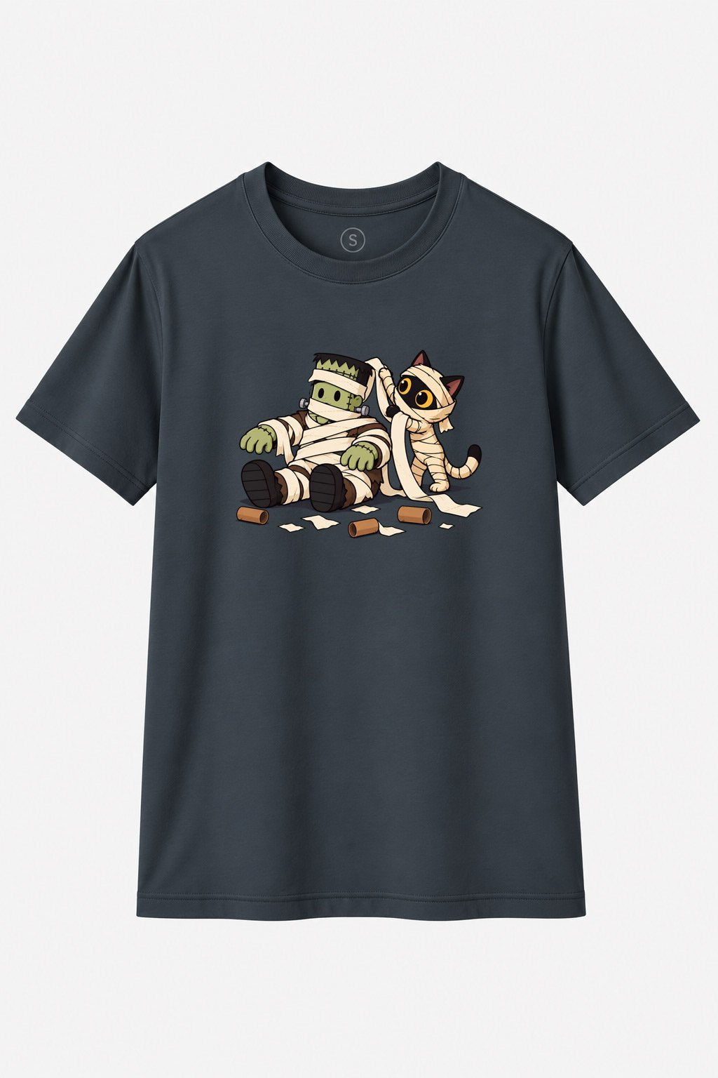 Camiseta Frankenstein & Mummy Cat – Halloween Social Club