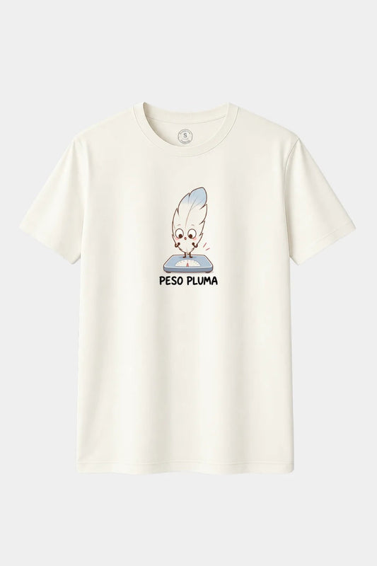 Camiseta Peso Pluma – Diseño Divertido de Pluma en Báscula