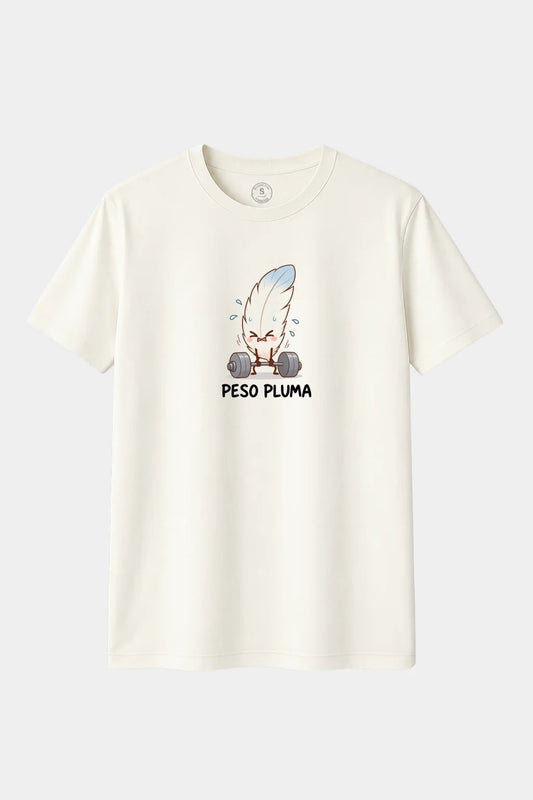 Camiseta Peso Pluma – Diseño Divertido de Pluma con Pesas