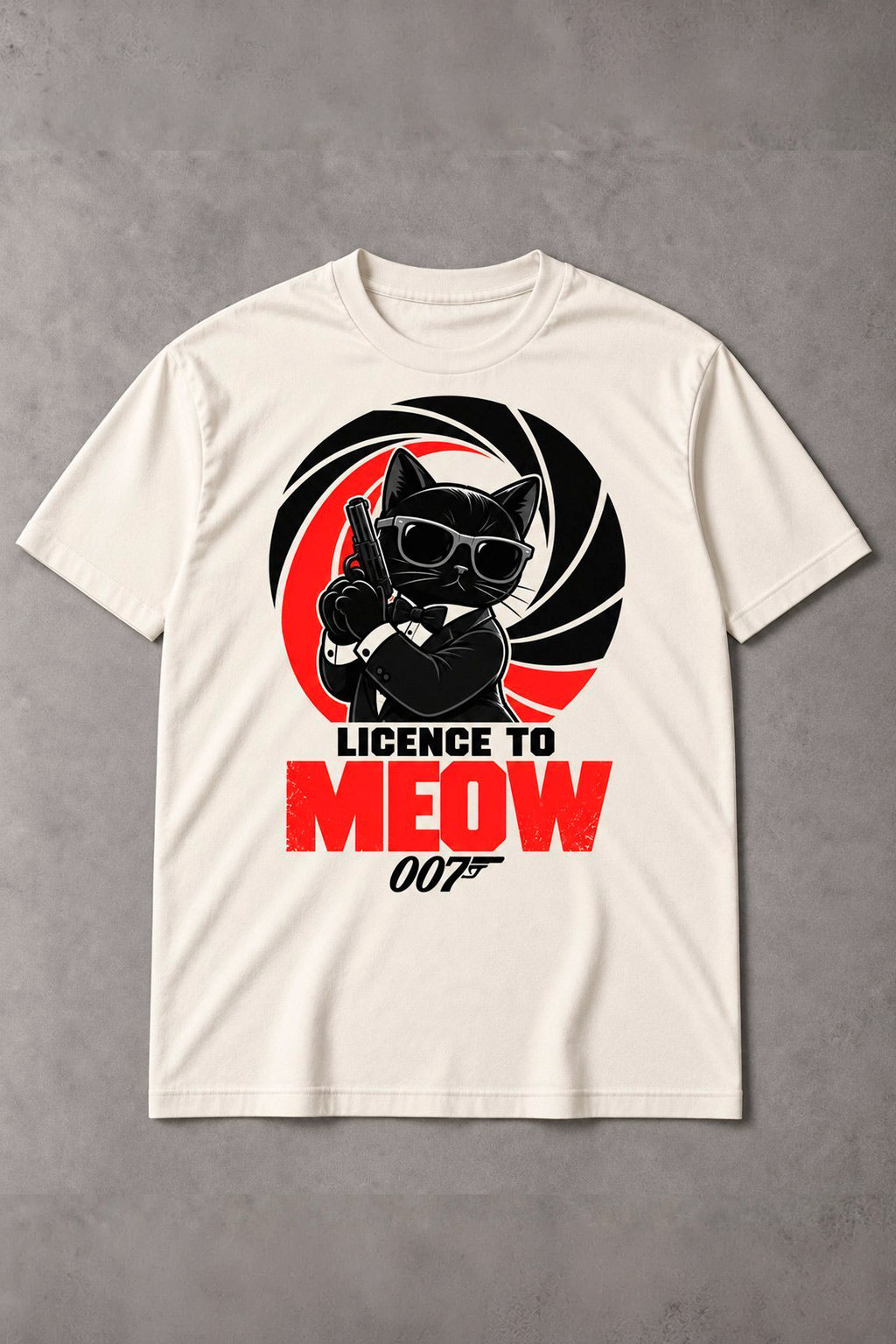Camiseta de Gatos Licence to Meow – Gato Agente Secreto