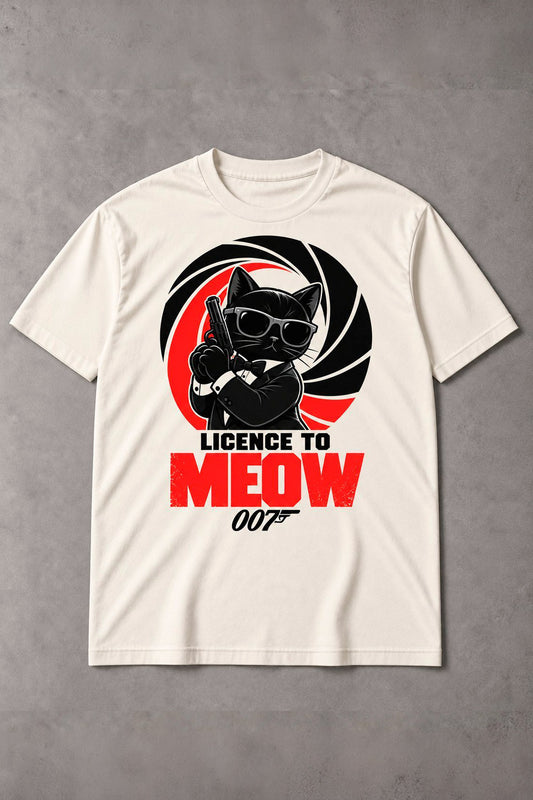Camiseta de Gatos Licence to Meow – Gato Agente Secreto