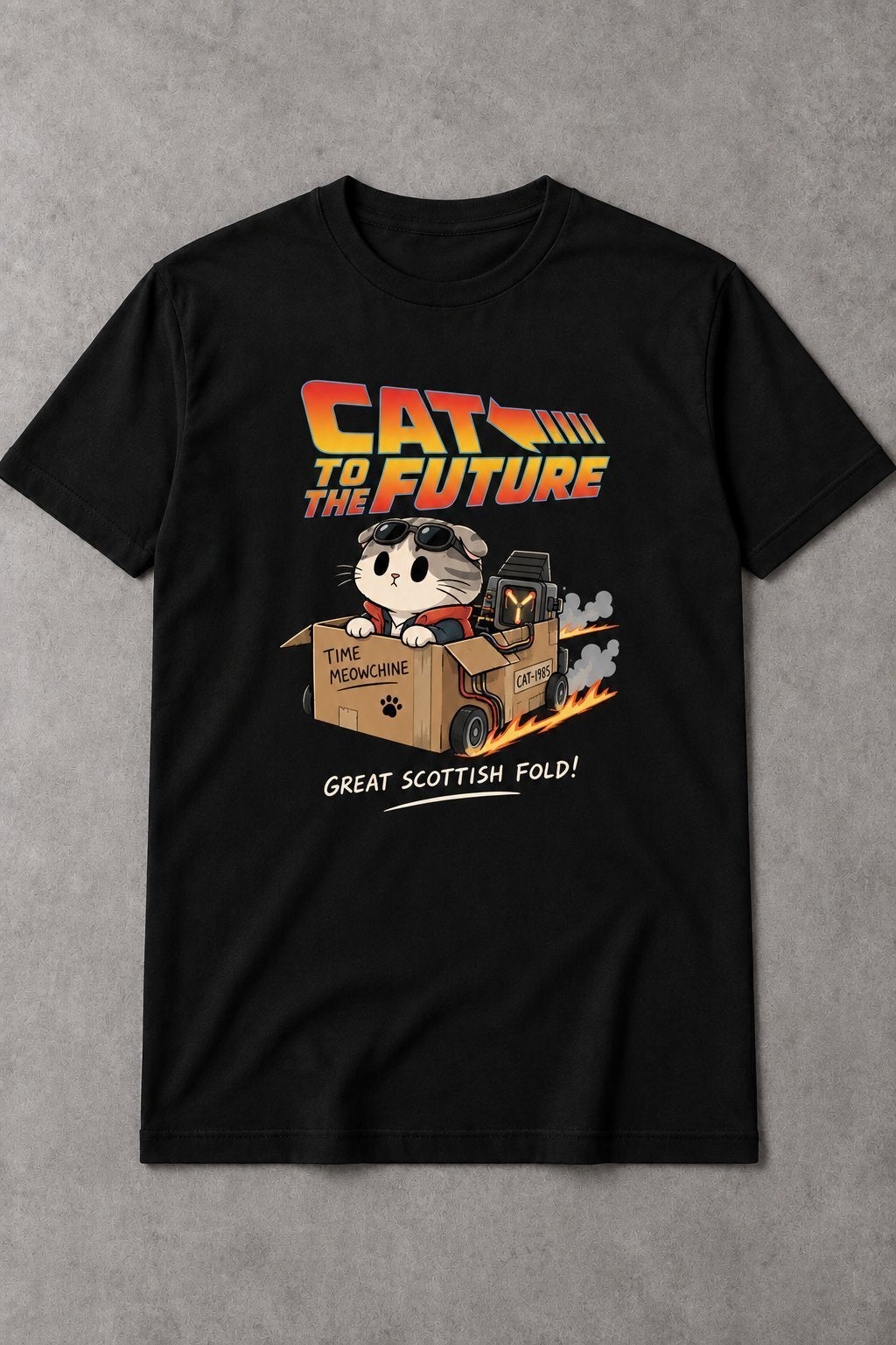 Camiseta de Gatos Cat to the Future – Great Scottish Fold