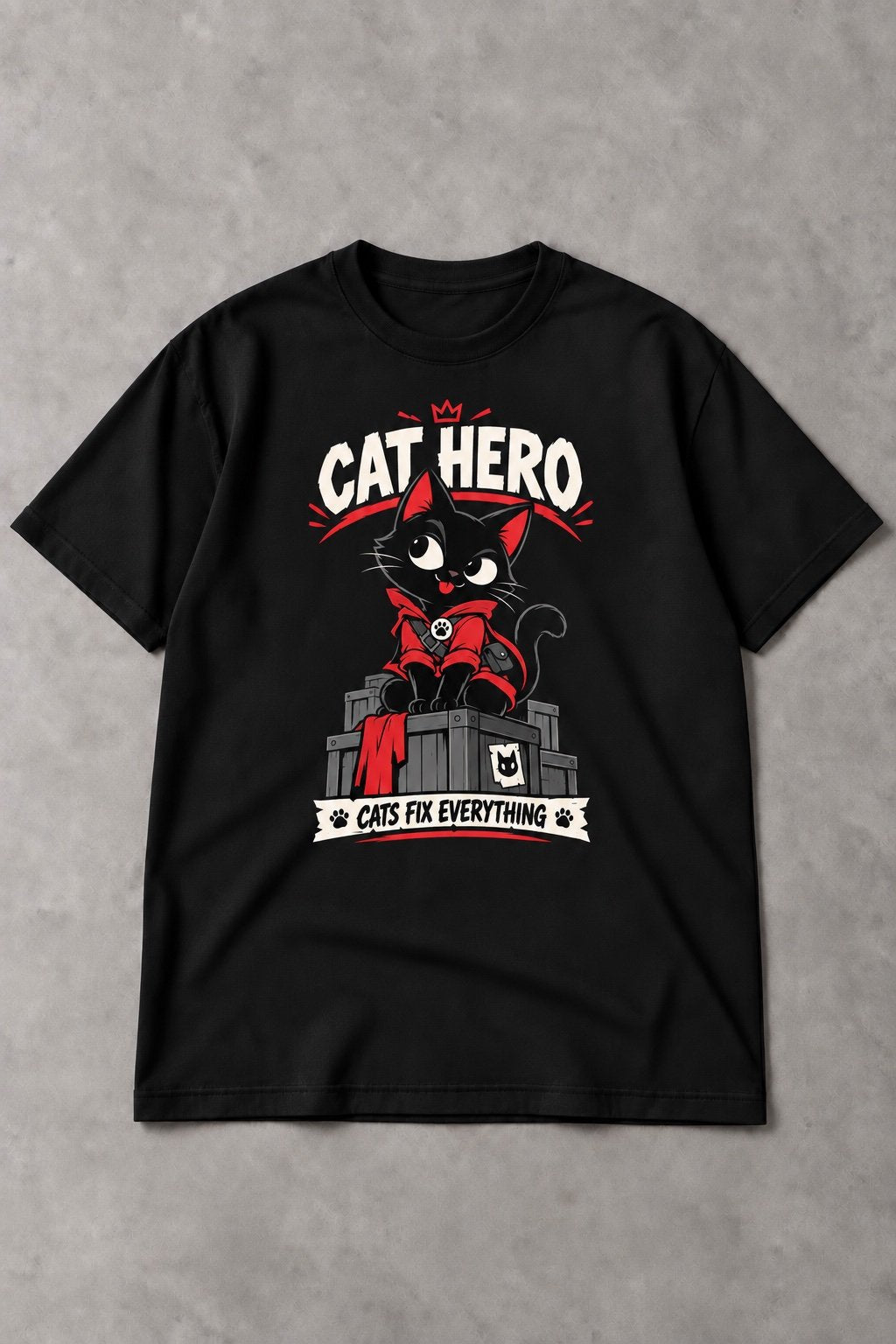 Camiseta de Gato Cat Hero – Cats Fix Everything