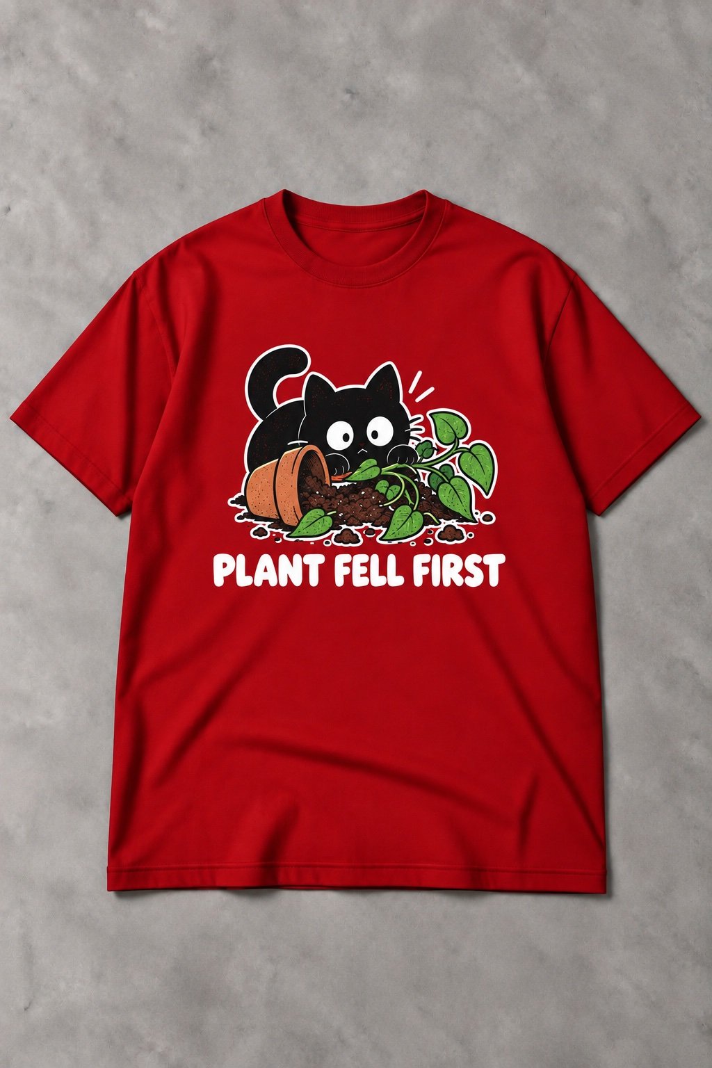 Camiseta de Gato Plant Fell First – Yo No Fui