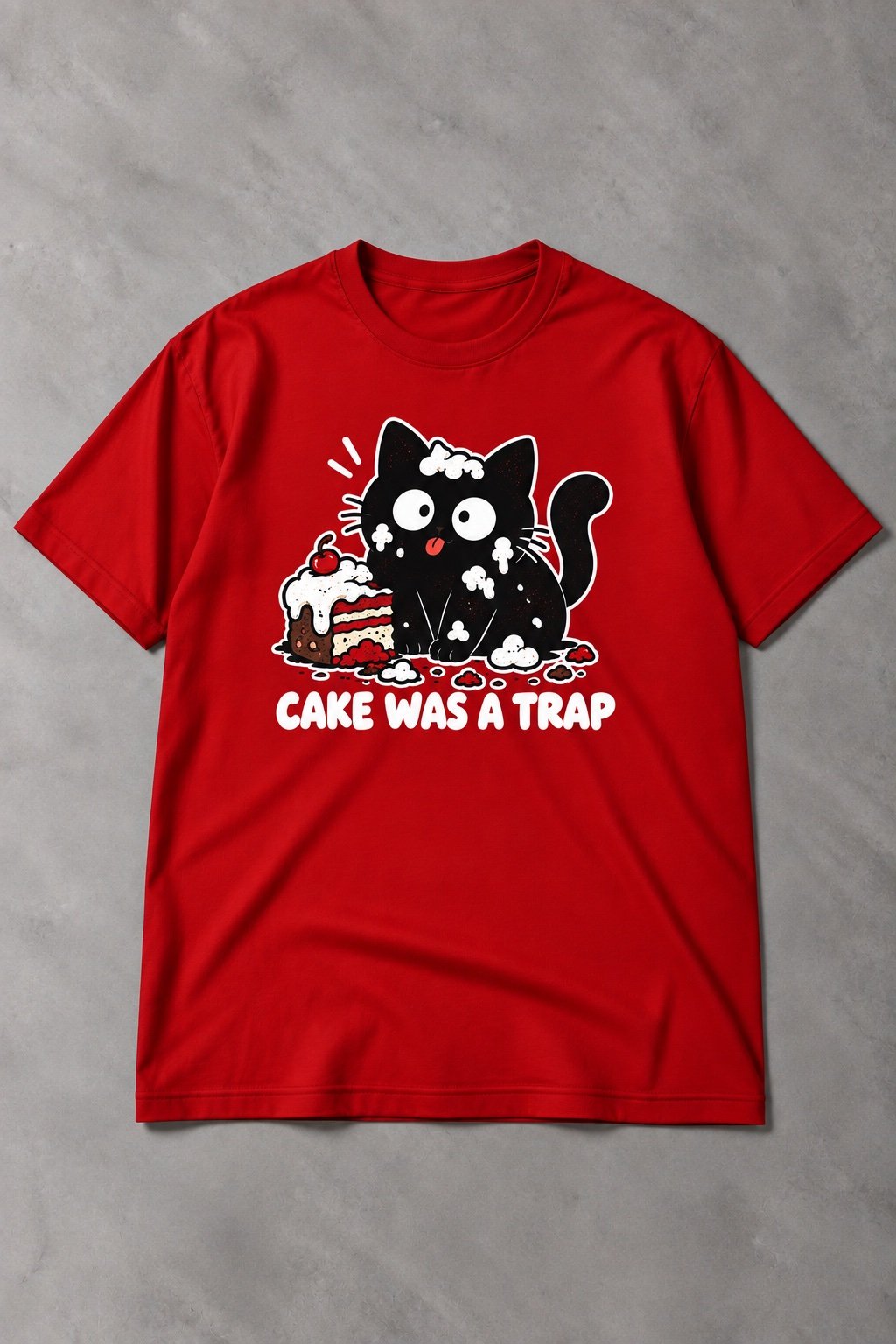 Camiseta de Gato Cake Was a Trap – La Tarta Era una Trampa