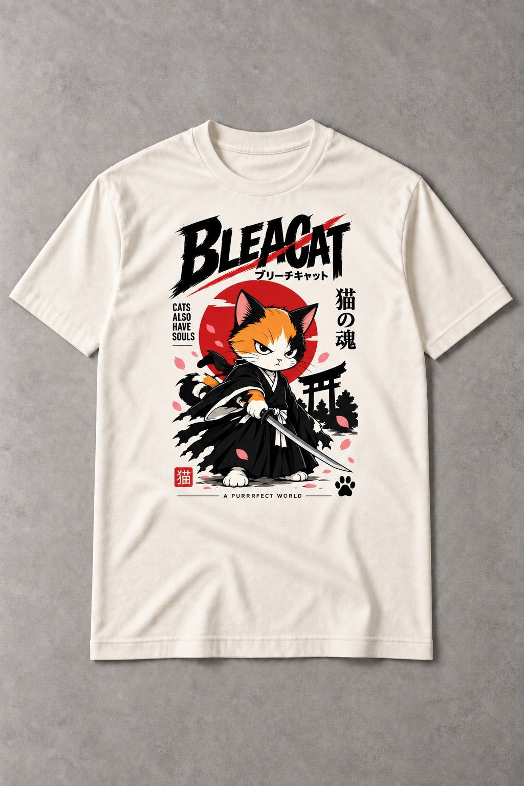 Camiseta de Gato Samurai Bleacat – Miau Social Club