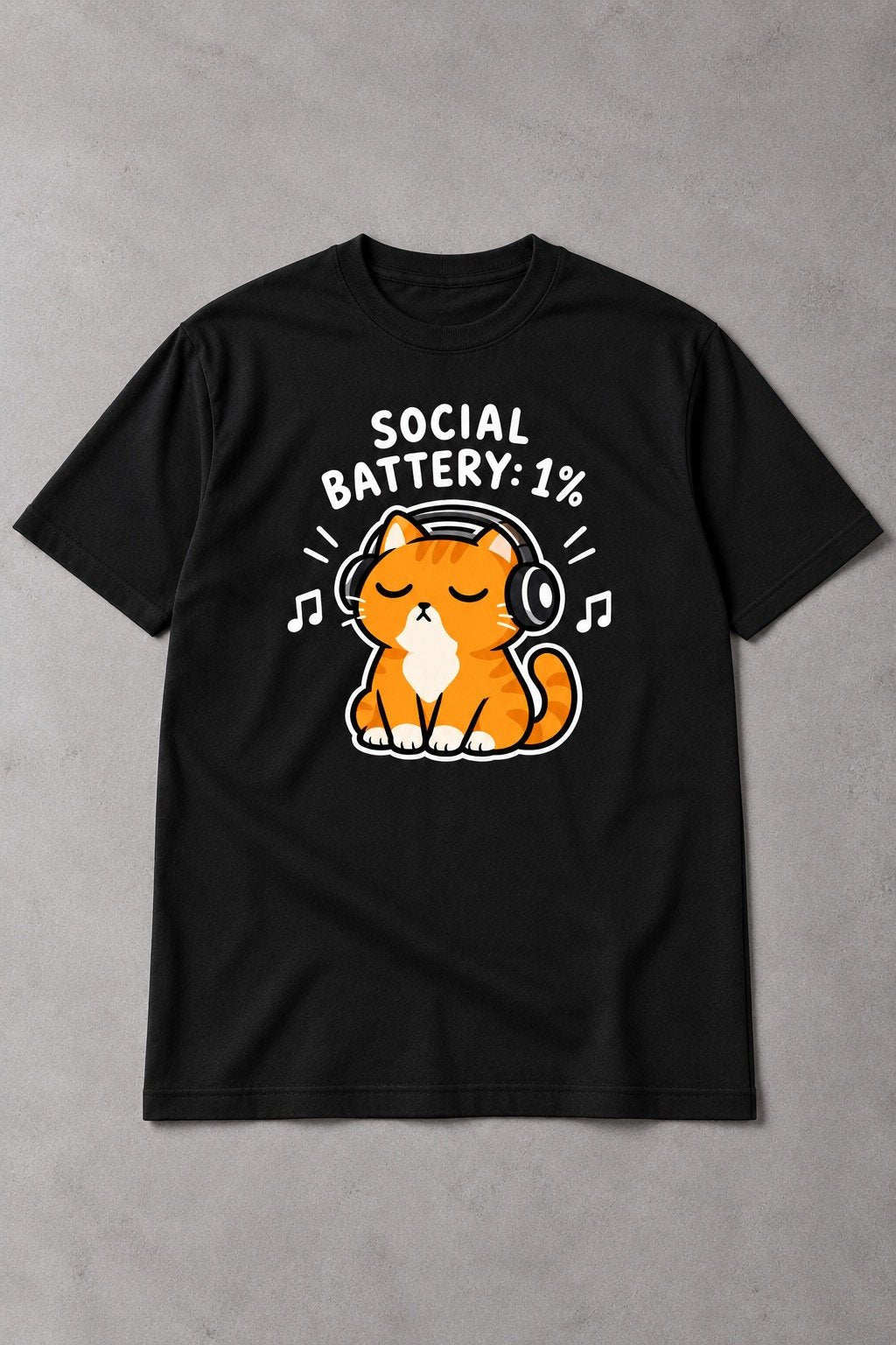 Camiseta de Gato Social Battery 1% – Camiseta Divertida para Amantes de los Gatos