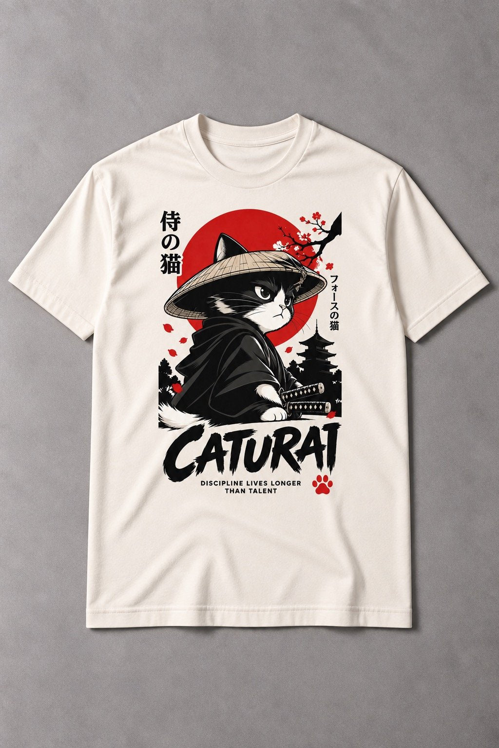 Camiseta de Gato Caturai – El Samurai de los Gatos