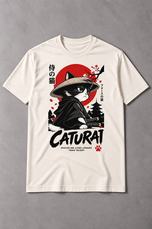 Camiseta de Gato Caturai – El Samurai de los Gatos