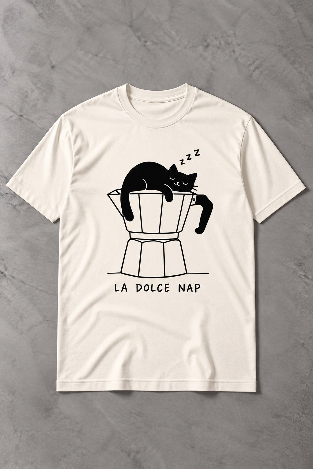 Camiseta de Gato La Dolce Nap – Café, Siesta y Vida Felina