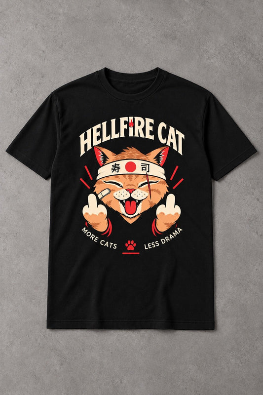 Camiseta de Gato Hellfire Rebel – More Cats Less Drama