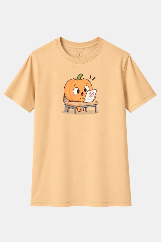 Camiseta Calabaza Suspendida – Humor Escolar y Juego de Palabras Divertido